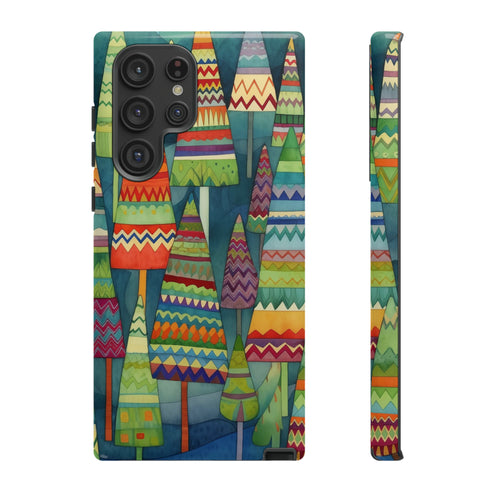 Knitted Christmas Trees - Impact Resistant Phone Case Samsung Galaxy S22 Ultra Glossy